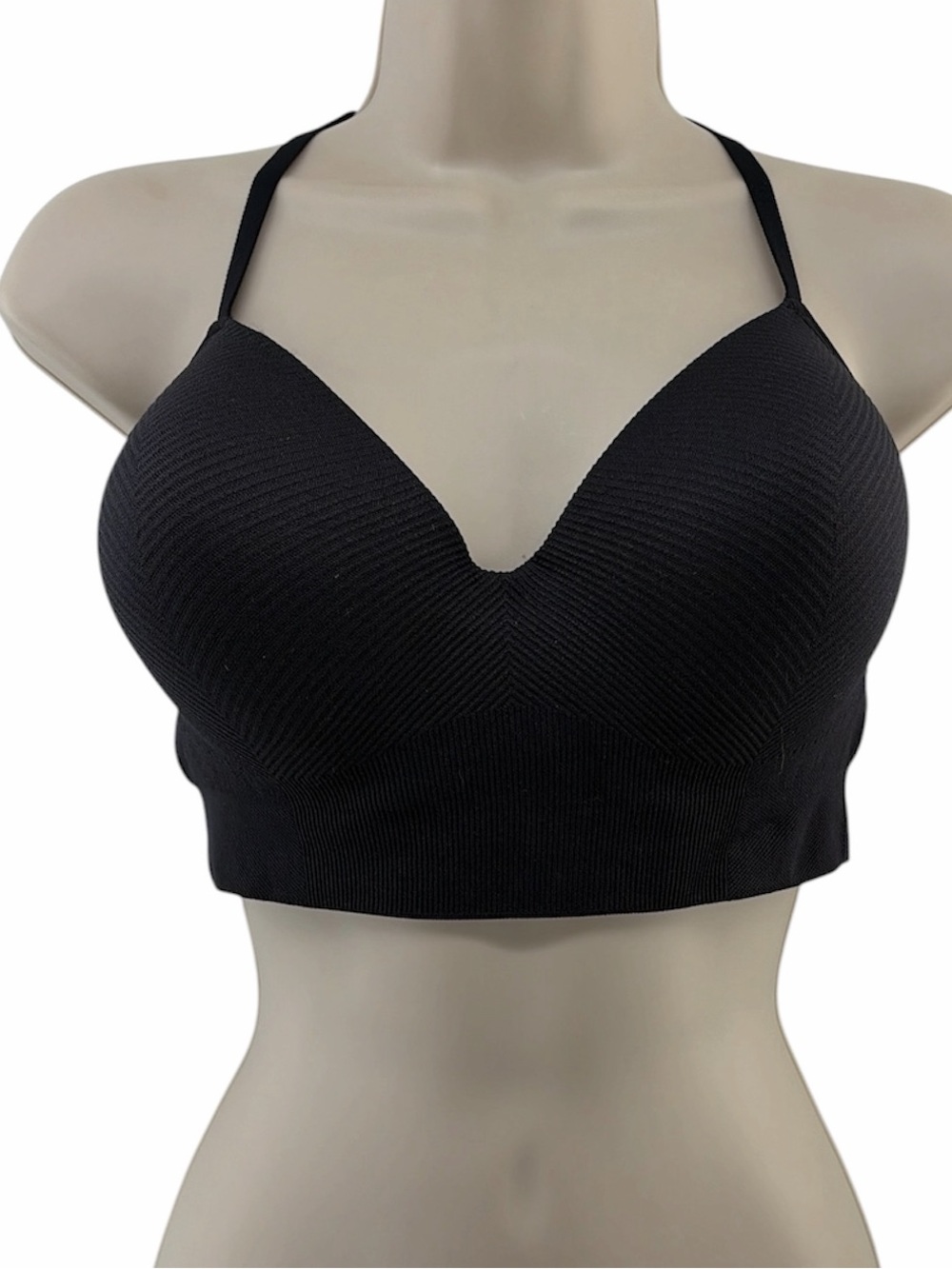all in motion Women's Spaghetti Strap Criss Cross Sports Bras Seamless Black